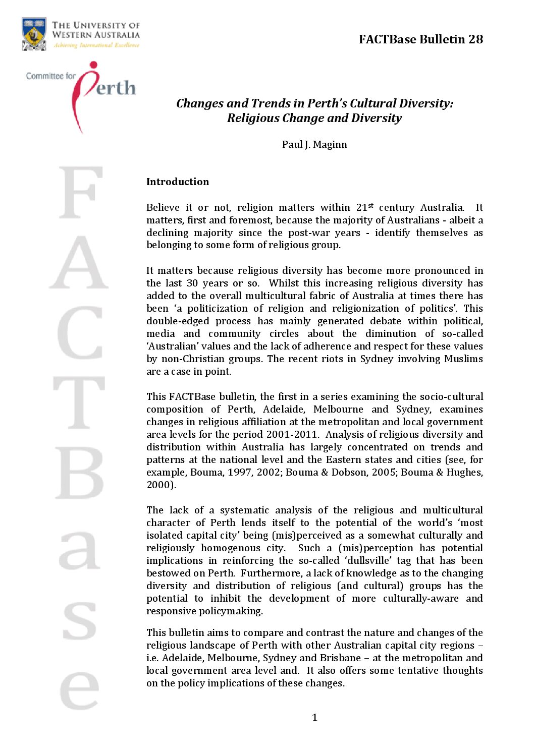 FACTBase Bulletin 28 - January 2013