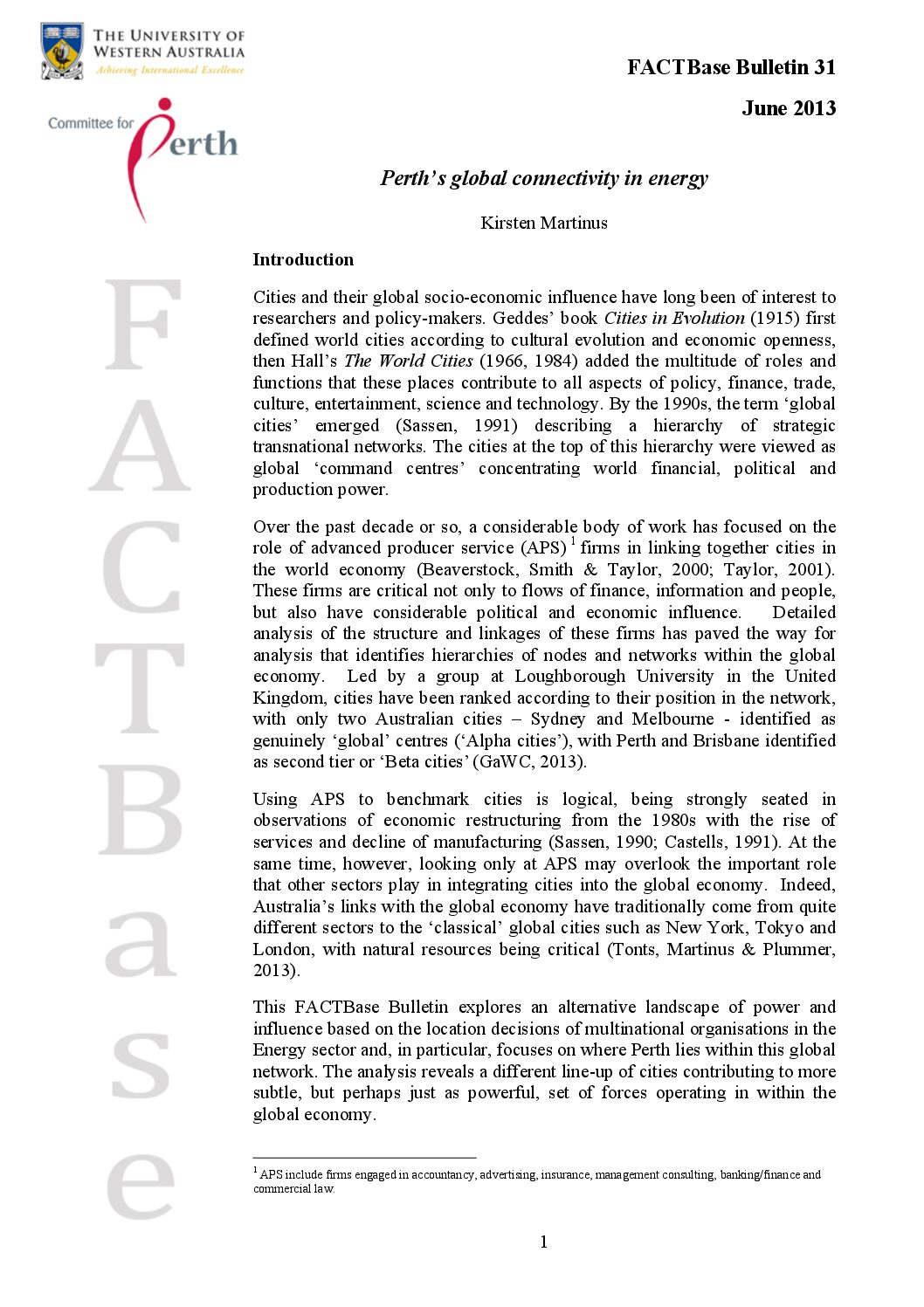 FACTBase Bulletin 31 - June 2013