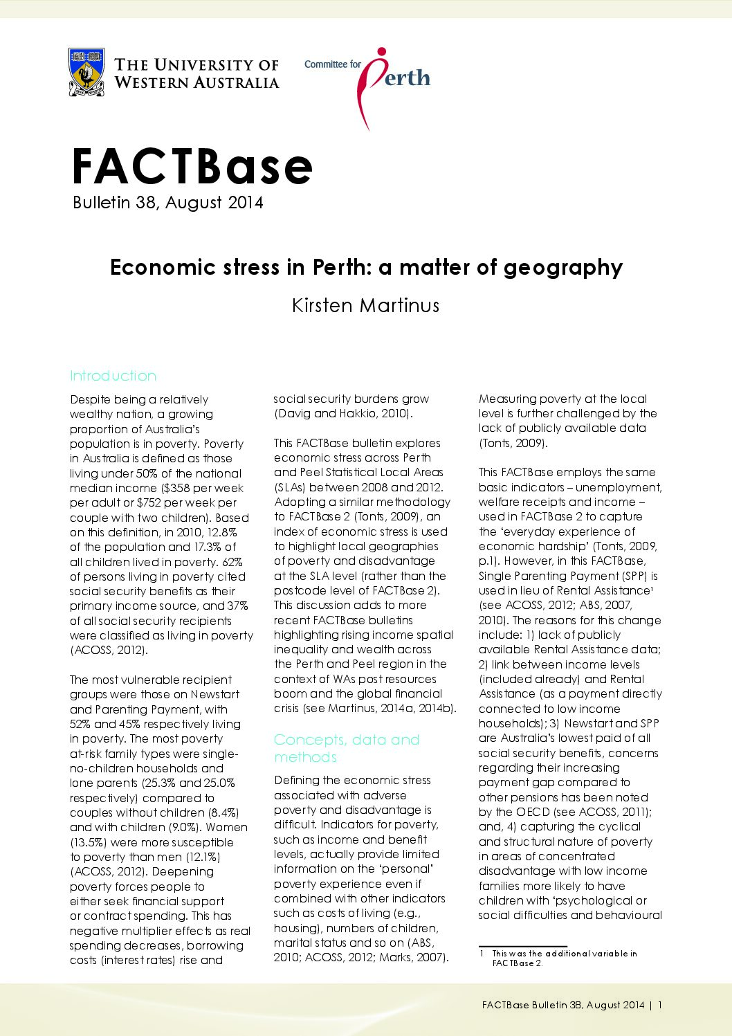FACTBase Bulletin 38 - September 2014