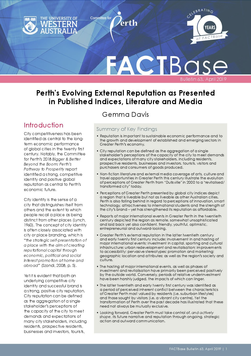 FACTBase Bulletin 63 - April 2019