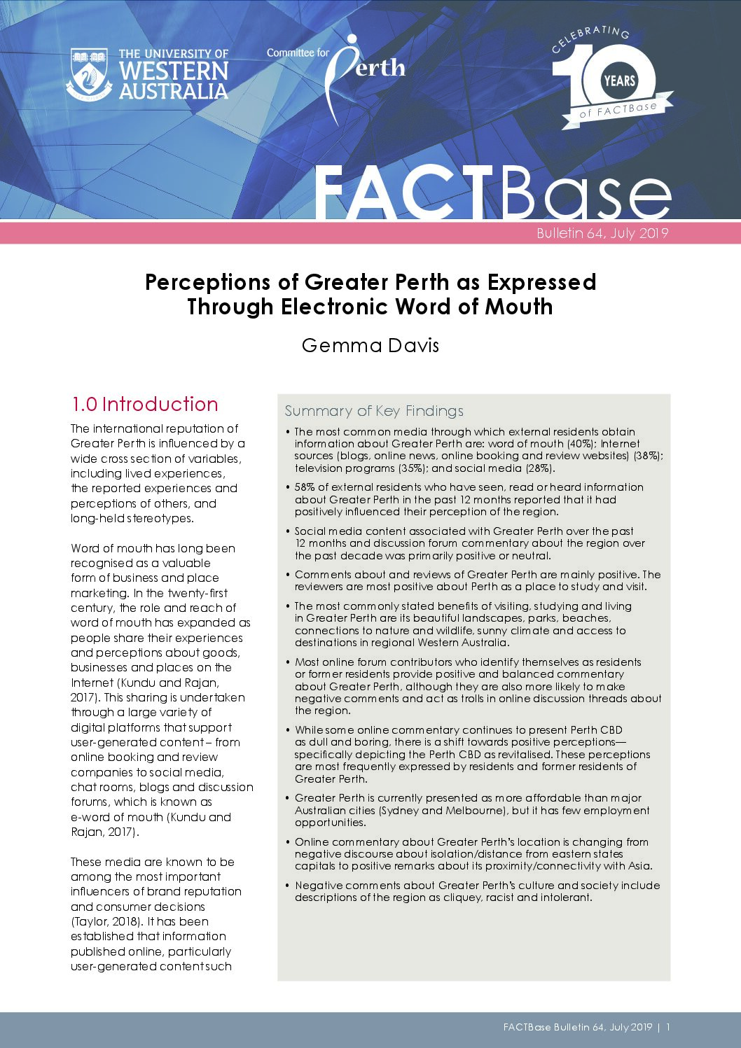 FACTBase Bulletin 64 - July 2019